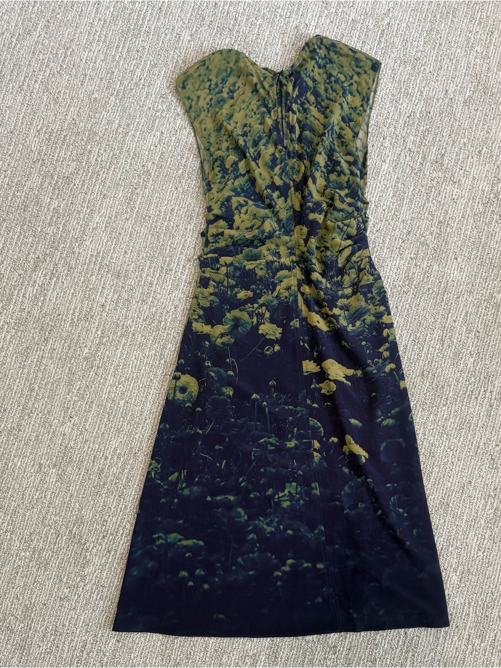 Green Floral Ombre Strapless Maxi Dress